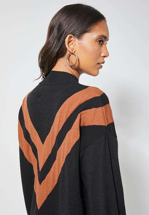 Superbalist - Chevron jumper - black & rust