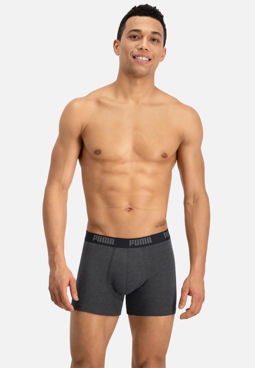 PUMA - Puma basic boxer 2 pack - dark grey melange & black