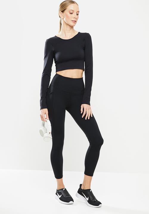Cotton On - Lifestyle seamless open back long sleeve top - black