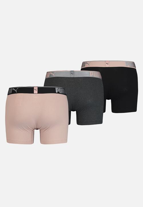 PUMA - Puma lifestyle sueded cotton boxer 3 pack box - pink & black 