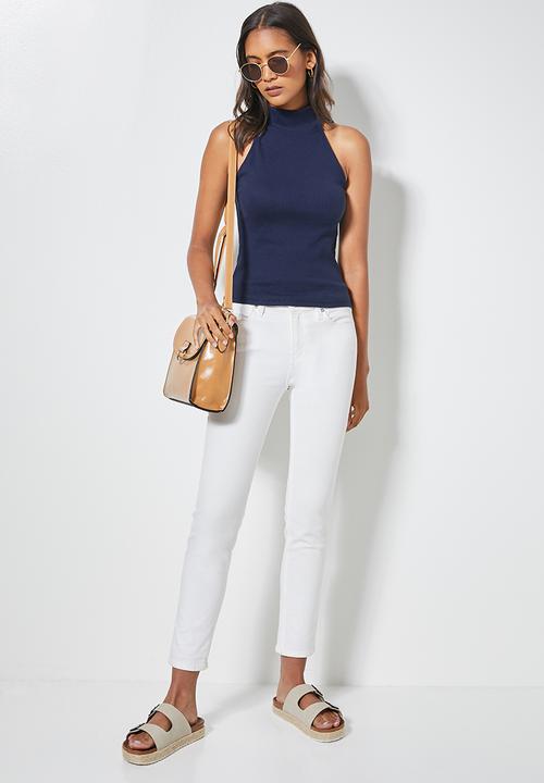 Superbalist - Single rib poloneck cutaway top - dark blue