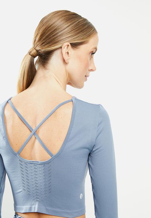 Cotton On - Lifestyle seamless open back long sleeve top - blue