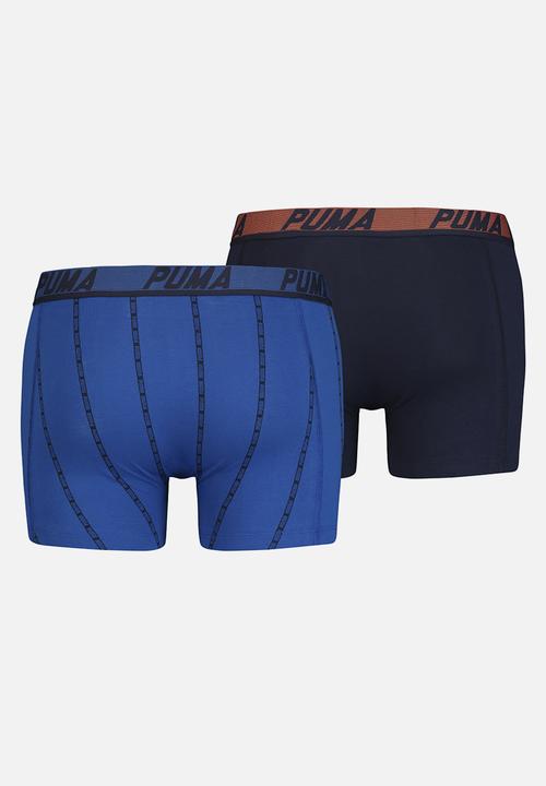 PUMA - Puma logo stripe boxer 2 pack - blue & navy 