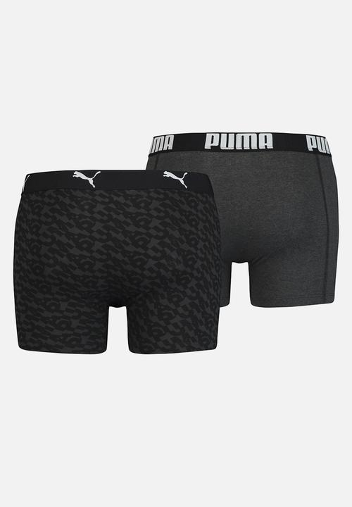 PUMA - Puma logo all over print boxer 2 pack - black & grey 