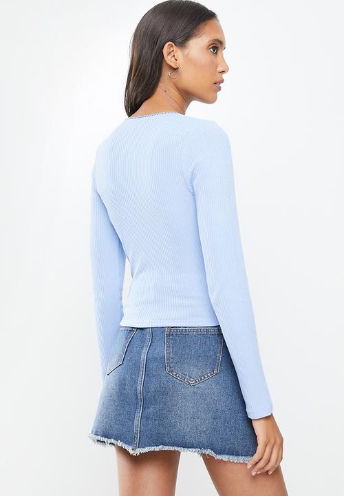 Cotton On - Wade wrap long sleeve top - blue