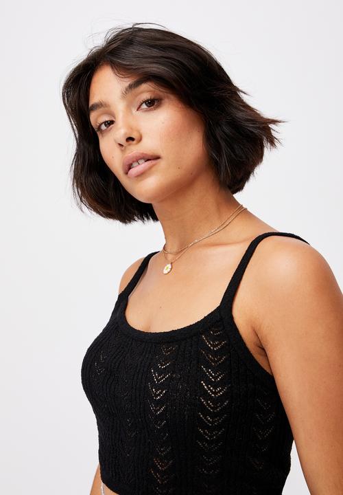 Cotton On - Partners in pointelle cami - black