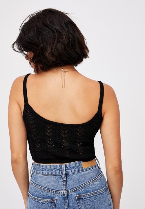 Cotton On - Partners in pointelle cami - black