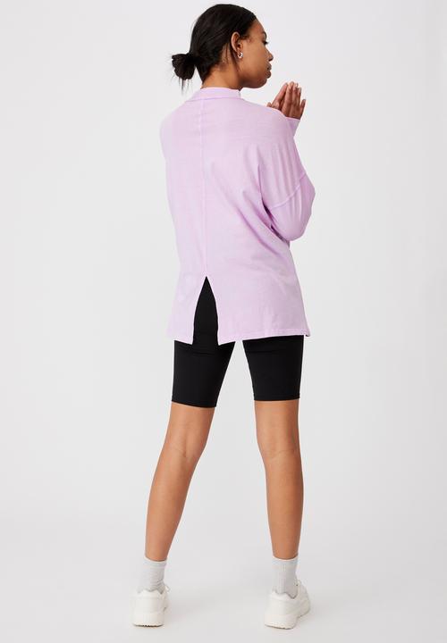 Cotton On - 90s Longline drop shoulder long sleeve top - washed lilac