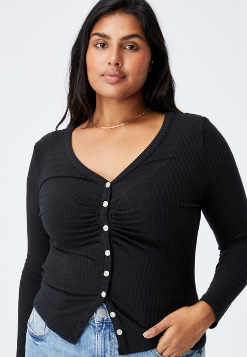 Cotton On - Curve renee long sleeve cardi - black