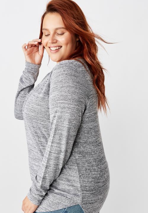 Cotton On - Curve karly long sleeve top - greys twist