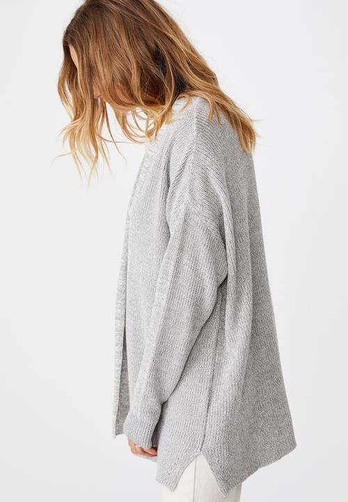 Cotton On - Cotton boyfriend cardigan - light grey white twist