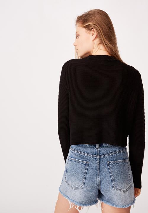 Cotton On - Cotton cropped pullover - black