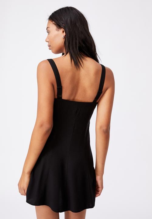 Cotton On - Woven blair button through strappy mini dress - black
