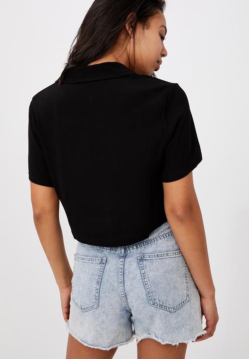 Cotton On - Cropped summer shirt - black