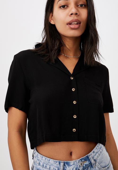 Cotton On - Cropped summer shirt - black