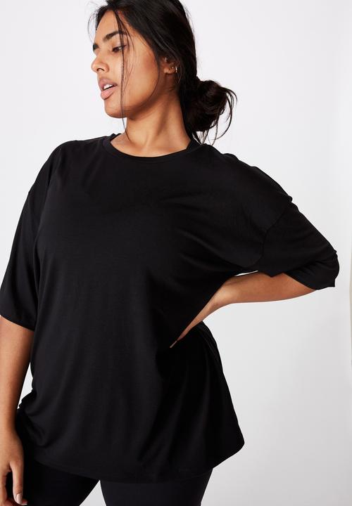 Cotton On - Curve active boyfriend tee - black