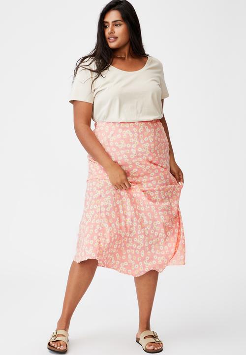 Cotton On - Curve all day slip skirt - peach