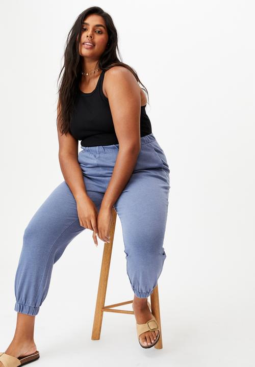 Cotton On - Curve high rise trackpant - blue