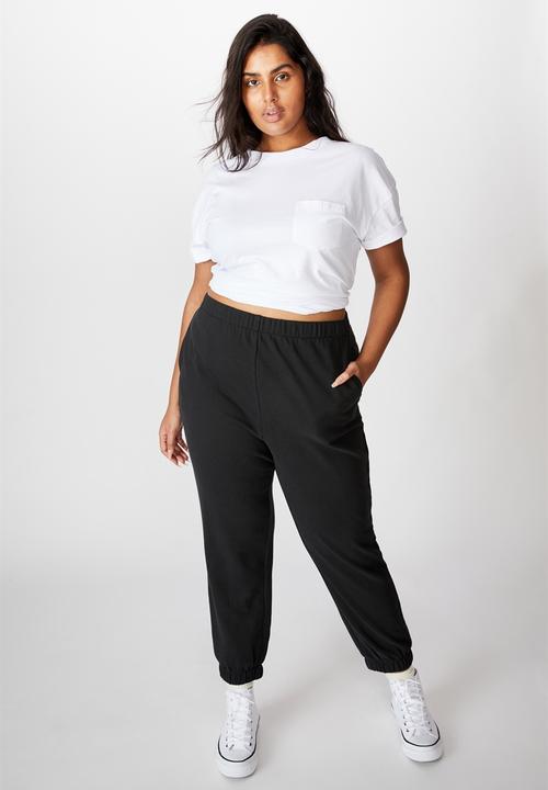 Cotton On - Curve high rise trackpant - washed black