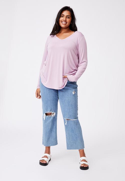 Cotton On - Curve Karly long sleeve top - soft mauve
