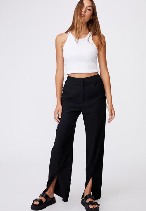 Cotton On - Roy split hem pants - black