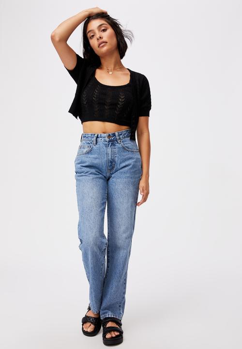 Cotton On - Partners in pointelle crop cardi - black