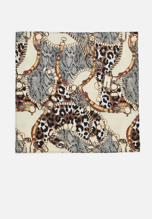 Superbalist - Baroque printed neckerchief - beige & brown 