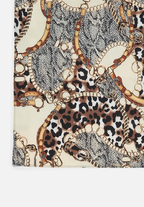 Superbalist - Baroque printed neckerchief - beige & brown 