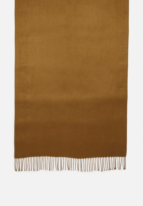 edit - Knitted fringed scarf - brown
