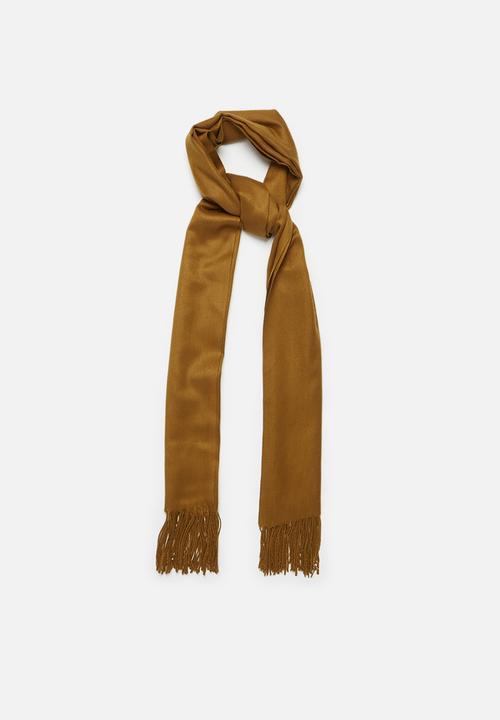 edit - Knitted fringed scarf - brown