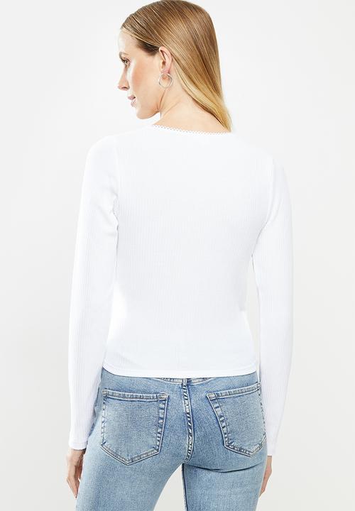 Cotton On - Wade wrap long sleeve top - white