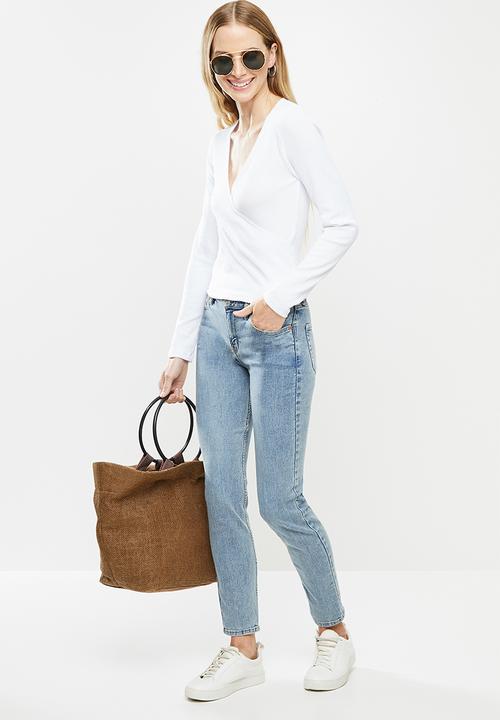 Cotton On - Wade wrap long sleeve top - white