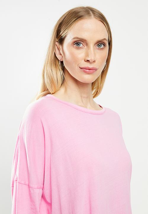 Cotton On - Oversized side split long sleeve top - pink