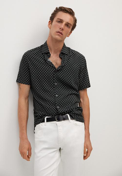 MANGO - Trace shirt - black