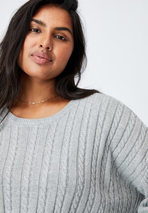 Cotton On - Curve riley cotton knit jumper - silver marle