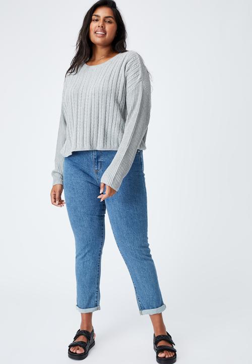 Cotton On - Curve riley cotton knit jumper - silver marle