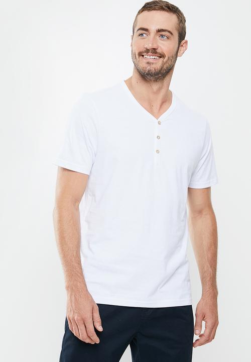 Cotton On - 3 Pack mens essential henley tee - white