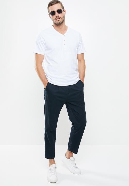 Cotton On - 3 Pack mens essential henley tee - white