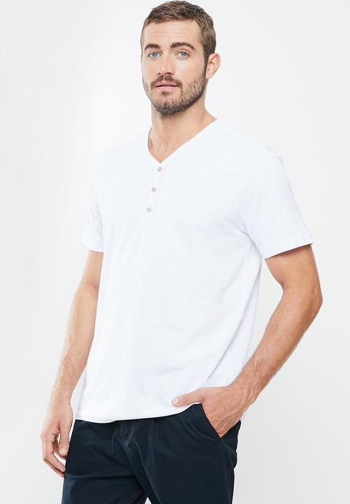 Cotton On - 3 Pack mens essential henley tee - white