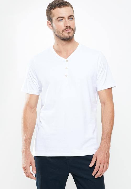 Cotton On - 3 Pack mens essential henley tee - white