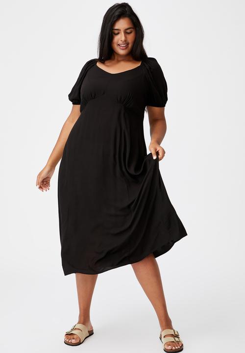 Cotton On - Curve mary midi dress - black