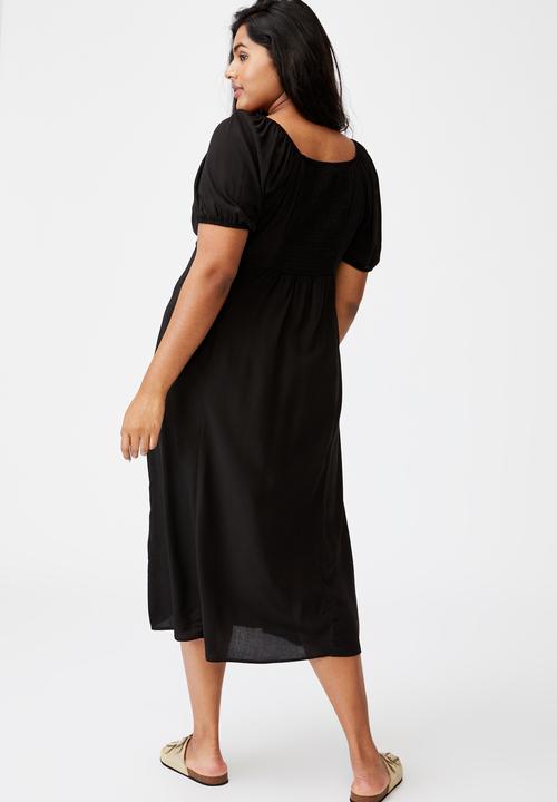 Cotton On - Curve mary midi dress - black