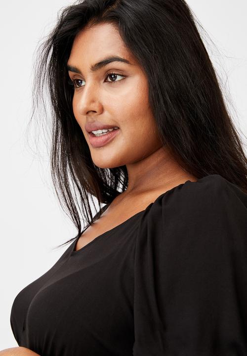 Cotton On - Curve mary midi dress - black