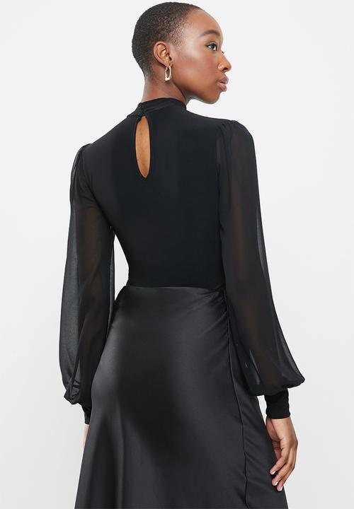 MILLA - Combo turtle neck bodysuit - black