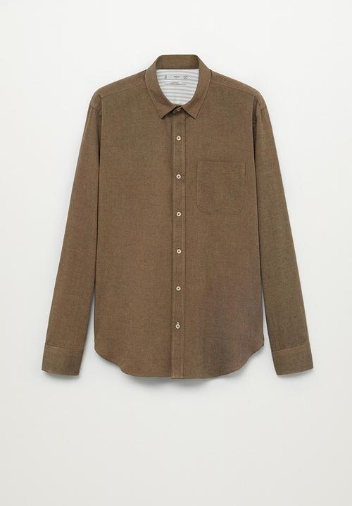 MANGO - Twill shirt- brown