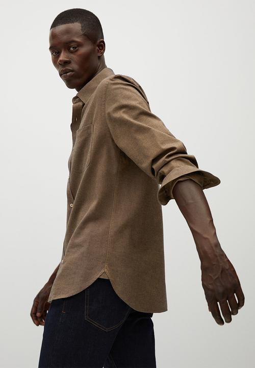 MANGO - Twill shirt- brown