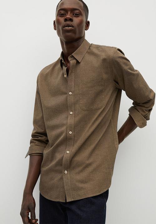 MANGO - Twill shirt- brown
