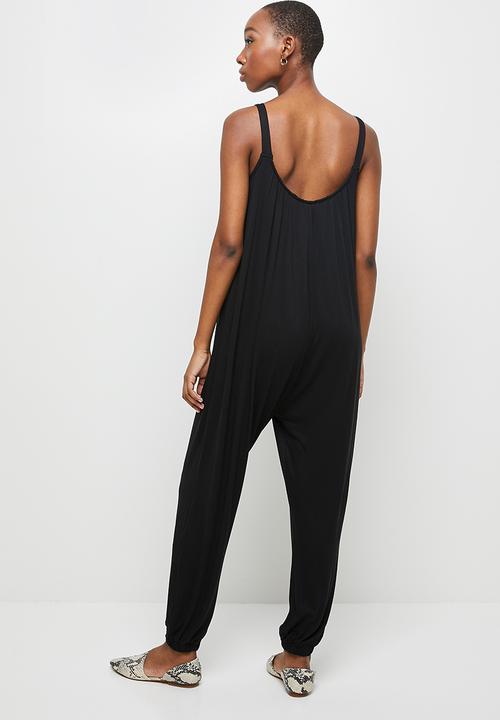 edit - Knit wide leg jumpsuit - black