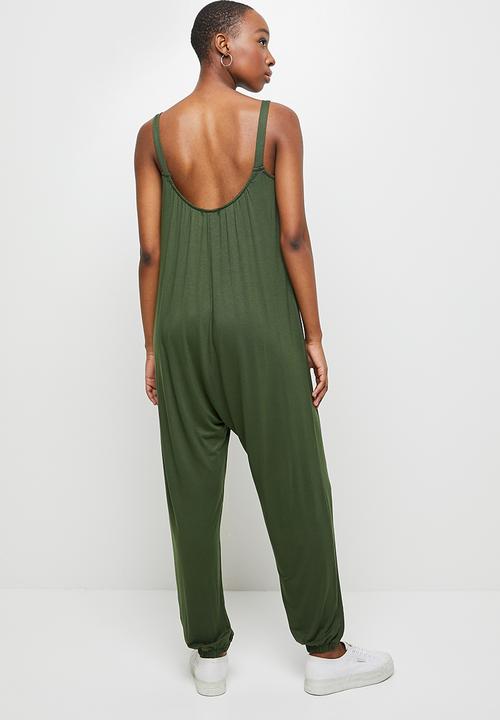 edit - Knit wide leg jumpsuit - olive