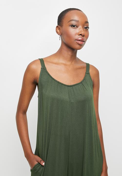 edit - Knit wide leg jumpsuit - olive